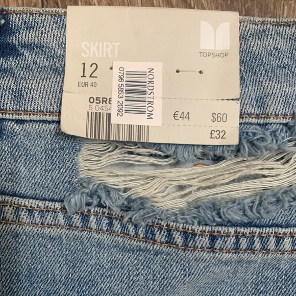 TOP Shop Denim Distress Skirt sz 12-A290 - Picture 5 of 9